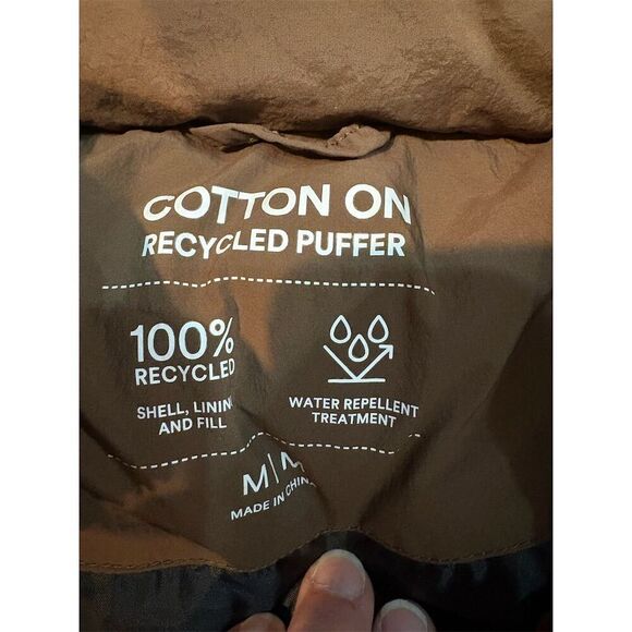 Cotton On Men's Brown Puffer Vest M Water-Repellent Winter Jacket - Picture 6 of 7